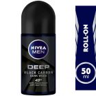 Nivea, Antiperspirant Roll On, Deodorant Deep, Black Carbon Dark Wood, For Men - 50 Ml
