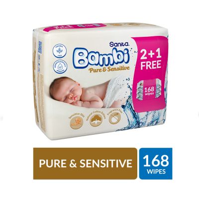Sanita Bambi, Wet Wipes, Pure & Sensitive - 168 Pcs