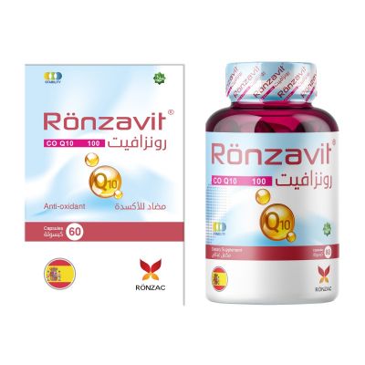 رونزافيت، مكمل غذائي، كو إنزيم كيو 10، 100 مجم، مضاد للأكسدة - 60 كبسولة
